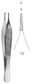Adson Tissue Forceps 1x2T, w/ cross serrated 12cm