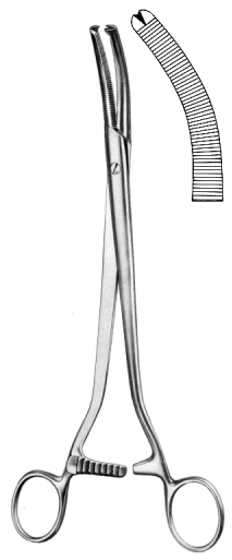Wertheim Hystrectomy Forceps 1x2T Serrated Jaw 24cm